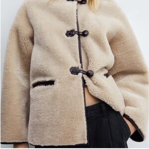 Mango Women’s Cream Shearling Jacket Sz S